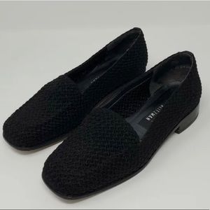 Stuart Weitzman Black Fabric Weaved Loafers Size 6